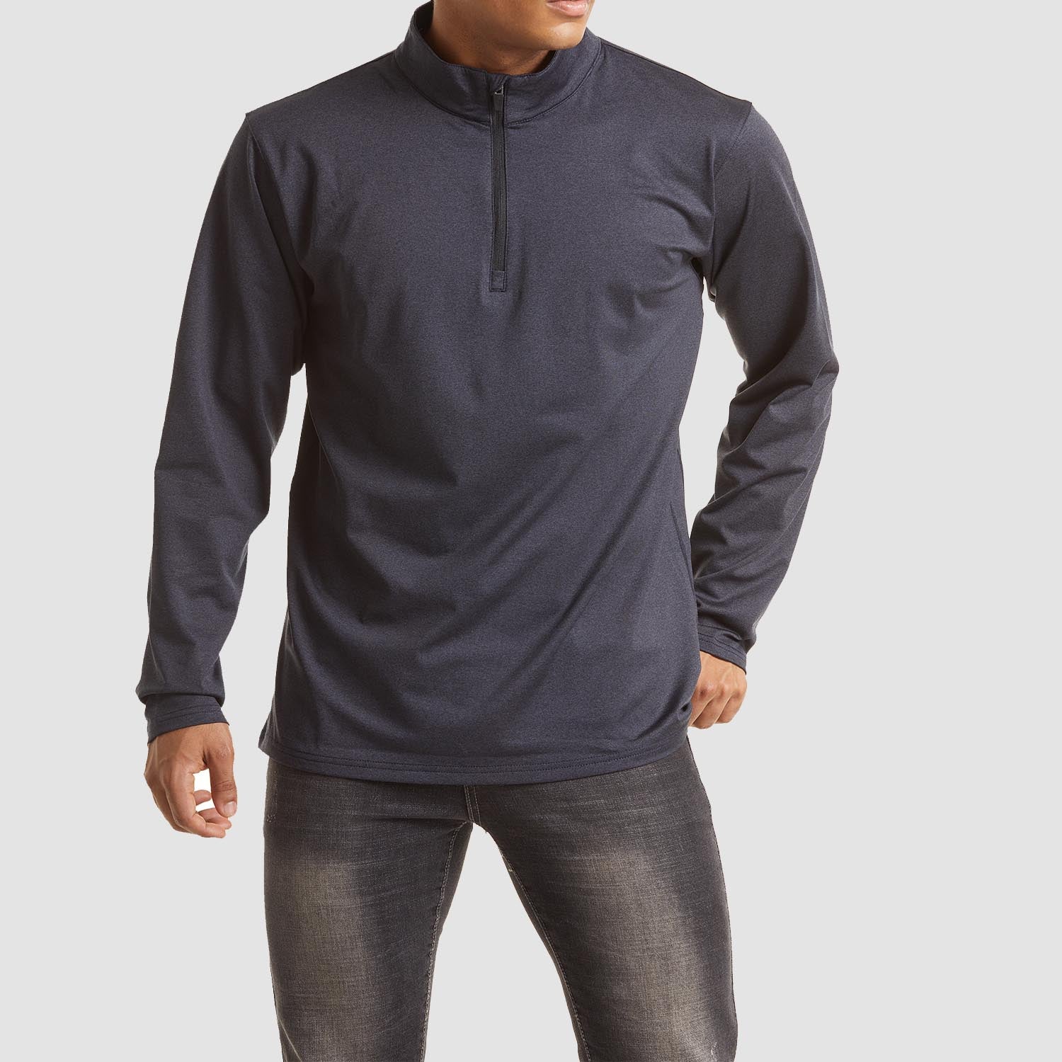 Activewear Essentials | Men's Long Sleeve Athletic Shirt with Breathable Fleece | Versatile 1/4 Zip Design for All-Season Comfort 2