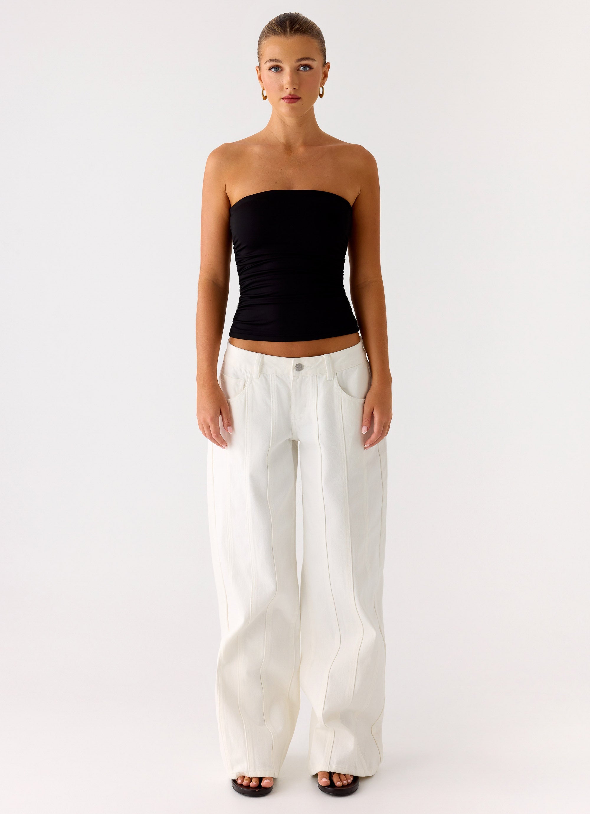 Adrienna | Women's Tube Top with Ruched Sides | Flattering Fit for Going Out 1