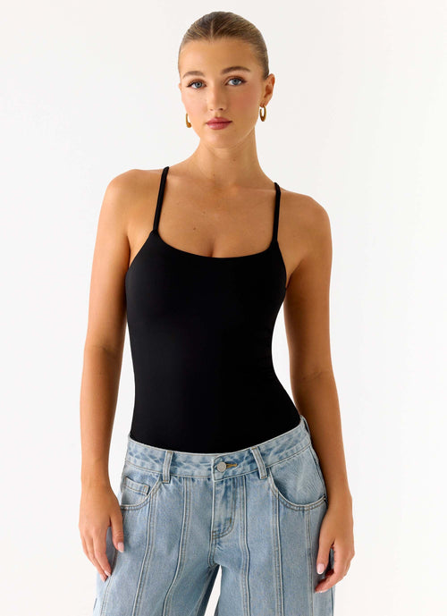 Anda Collection | Black Bodysuit with Adjustable Straps & Flattering Fit for Effortless Styling 0