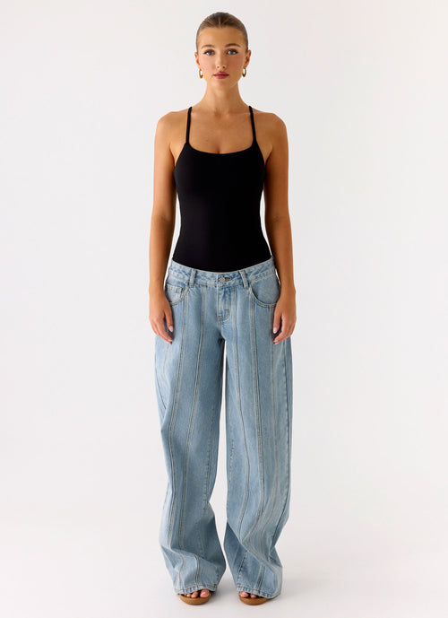 Anda Collection | Black Bodysuit with Adjustable Straps & Flattering Fit for Effortless Styling 1