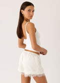 Luxe Collection | Mini Shorts with Lace Trim & Adjustable Waistband | Stylish Summer Essential for Effortless Comfort 0