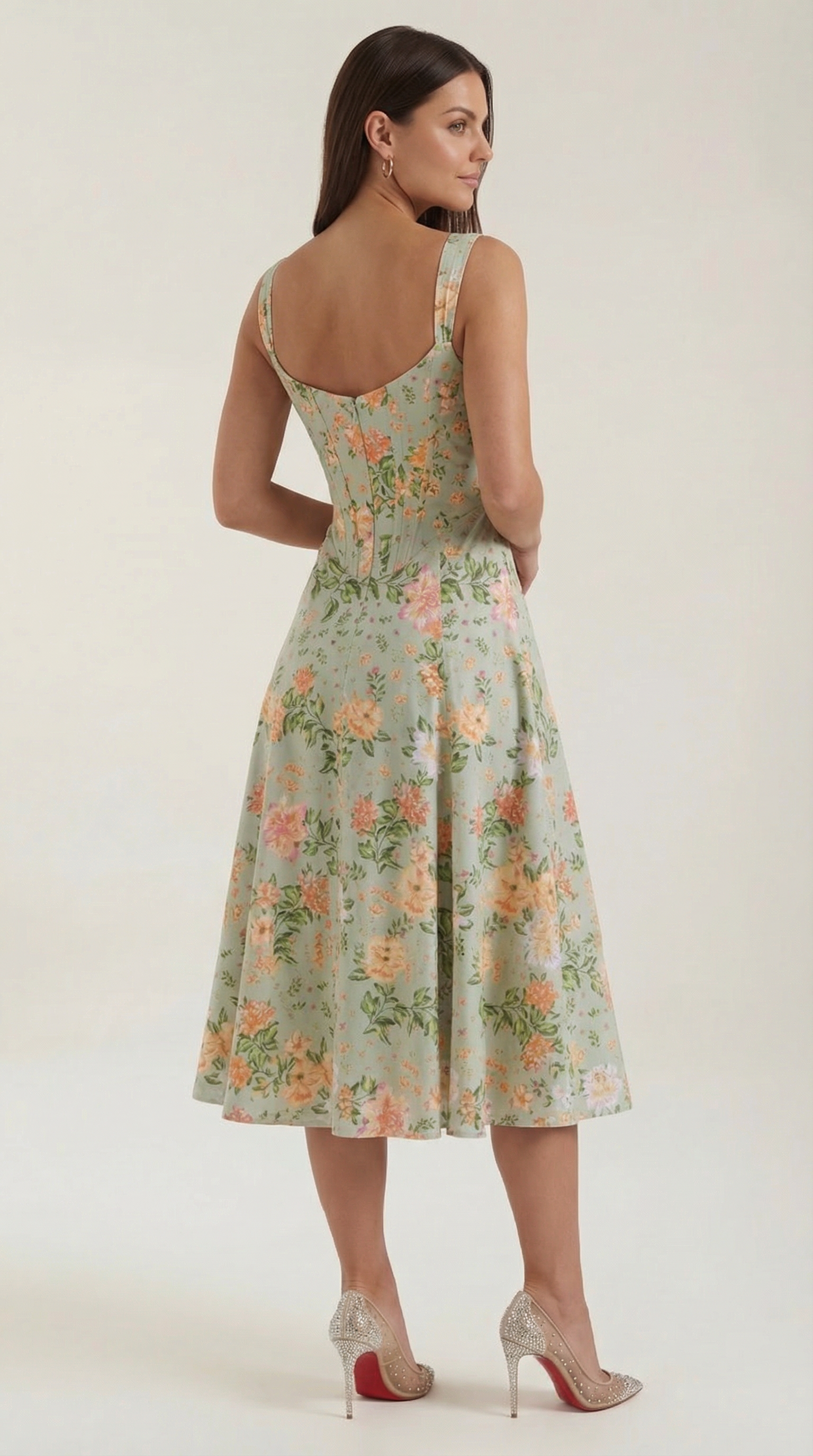 Rosa Mae | Summer Midi Sundress with Sweetheart Neckline | Vintage Floral Print for Effortless Elegance 3