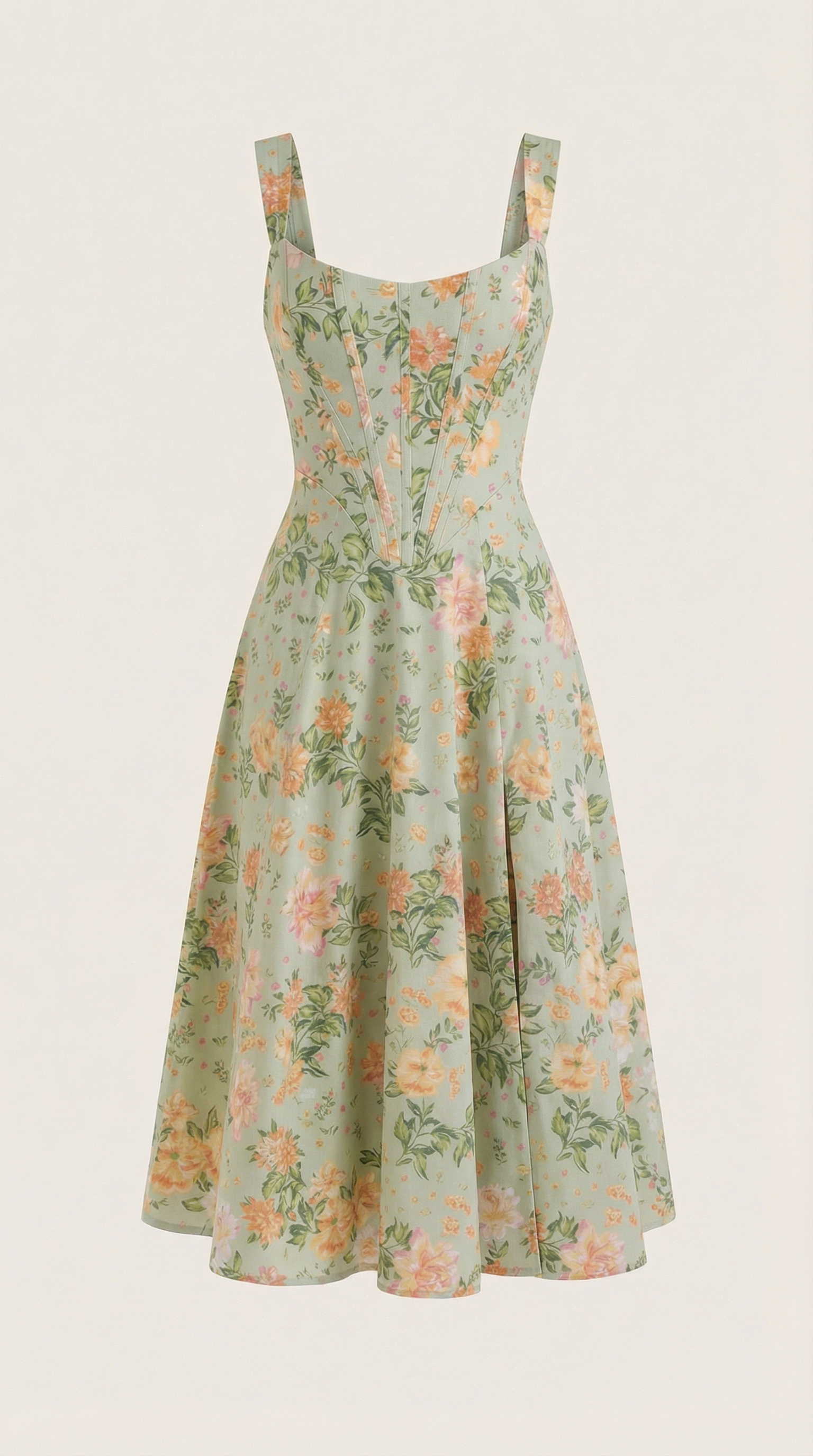 Rosa Mae | Summer Midi Sundress with Sweetheart Neckline | Vintage Floral Print for Effortless Elegance 4