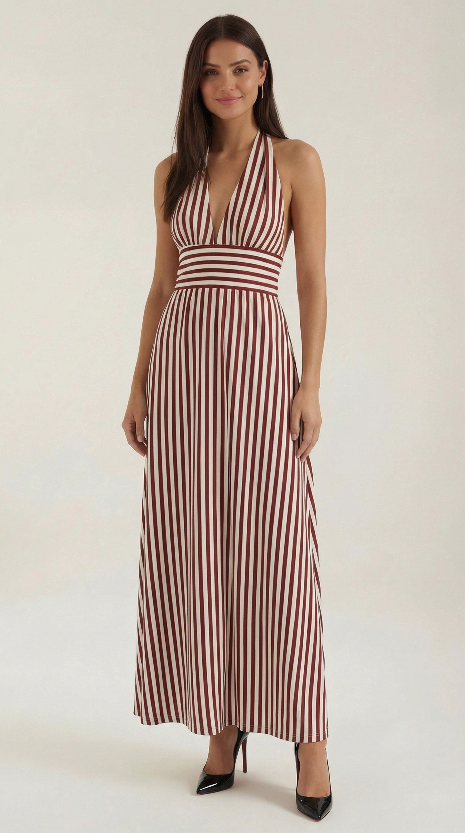 Sandra Collection | Striped Maxi Dress with V-Neck & Flattering Fit for Summer Style 5