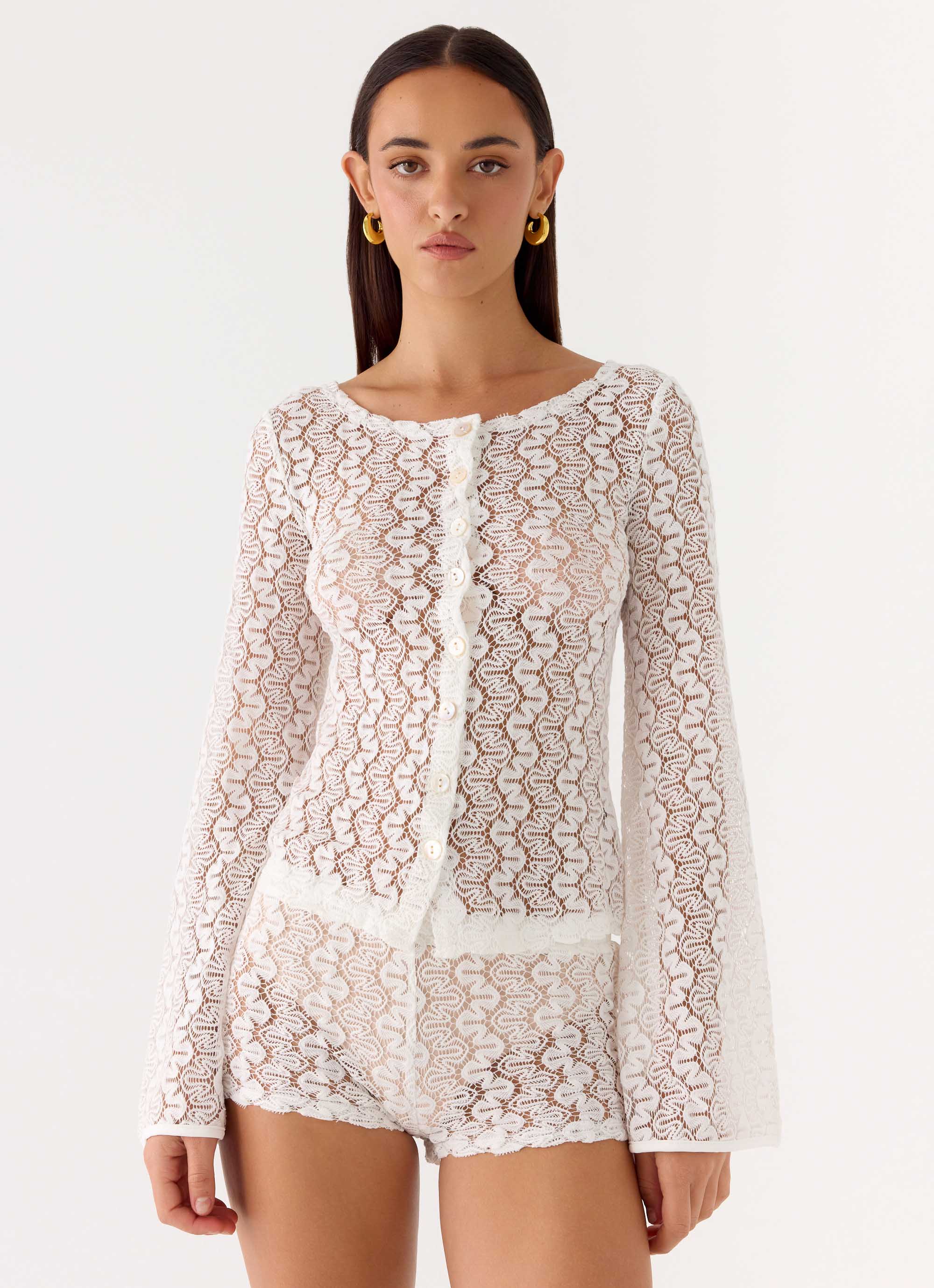 Selina Collection | Women's Crochet Blouse with Button-Up Front | Lightweight Relaxed Fit for Effortless Style 0